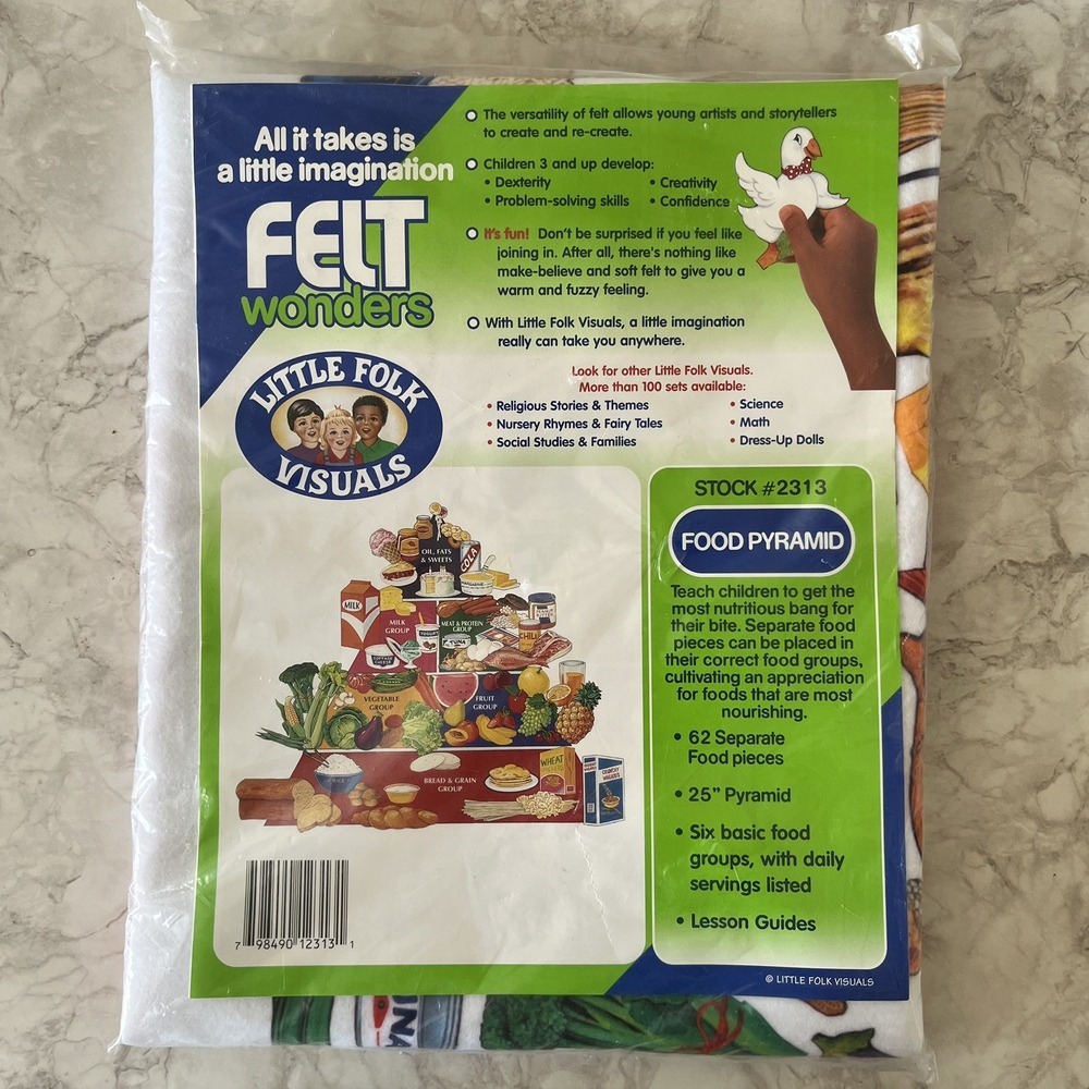 Vintage 90s Little Folk Visuals Food Pyramid Kit Felt Pieces - Unopened